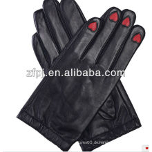 ZFYB Weibliche neue Stil Finger mit Herzen Mode Schaffell Dressing Leder Handschuhe